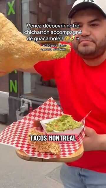 Ven a probar nuestros deliciosos chicharrón con guacamole en tacos Montreal🥑🌮#tacosmontreal #chicharrones #guacamole le